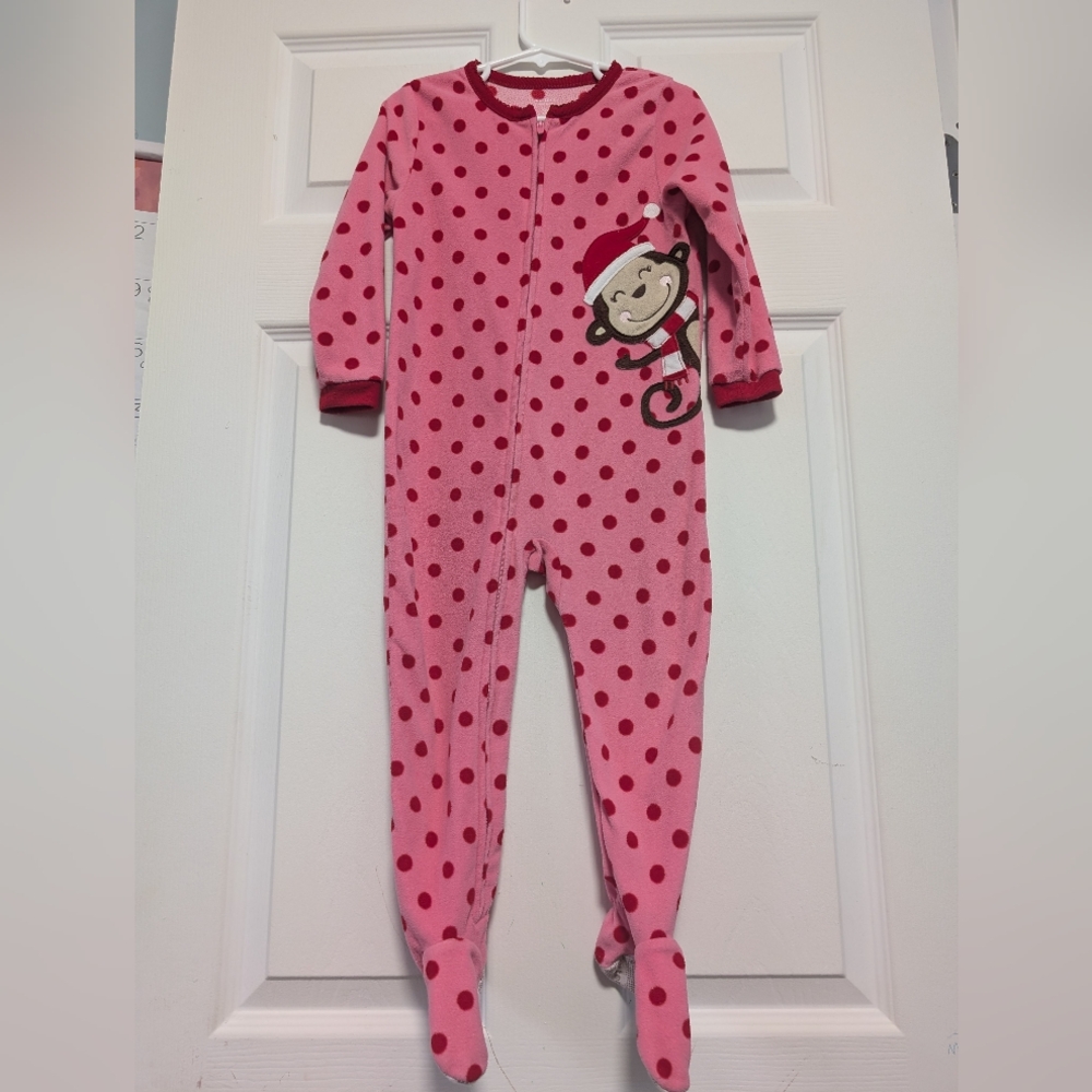 Carter's Pink Polka Dot Footie with Monkey Girls Size 3T
